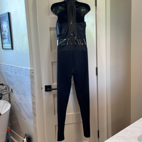 Kizzi black unitard pleather trim adult XXL - Picture 4 of 6